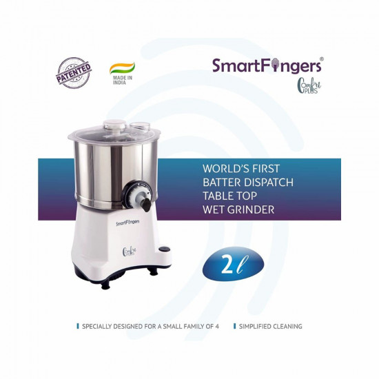 SmartFingers Comfort Plus Table Top Magic Wet Grinder 230V 50hz