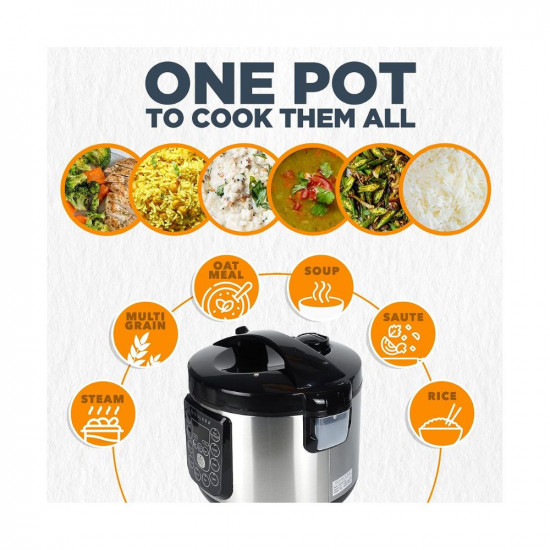 SOLARA Electric Rice Cooker - Cool Touch MultiPurpose Cooker and Food Steamer Digital Rice Cooker 4 Cups 8 Cups Cooked with Steam Rinse Basket Stainless Steel Silver