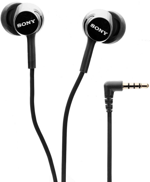 Image of Sony MDR-EX155AP Wired in Ear Headphones with Tangle Free Cable, 3.5mm Jack, Headset with Mic for Phone Calls and 1 Year Warranty - (Black)