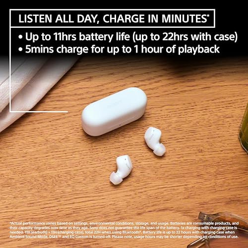 Sony WF-C510 Wireless Bluetooth Earbuds with Mic TWS in Ear Ambient Sound Mode Small and Comfortable IPX4 Quick Charge Multipoint Connectivity Customized EQ Up to 22 Hours Battery- Black