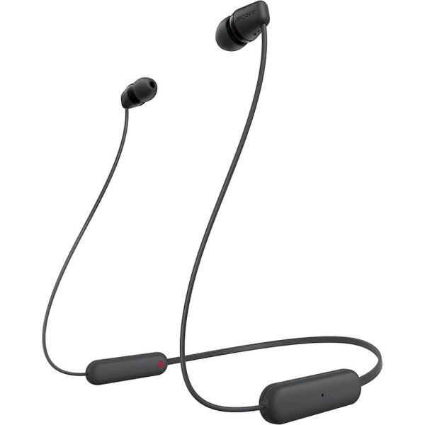 Image of Sony WI-C100 Wireless Headphones with Customizable Equalizer for Deep Bass &amp; 25 Hrs Battery, DSEE-Upscale, Splash Proof, 360RA, Fast Pair, in Ear Bluetooth Headset with Mic for Phone Calls (Black)