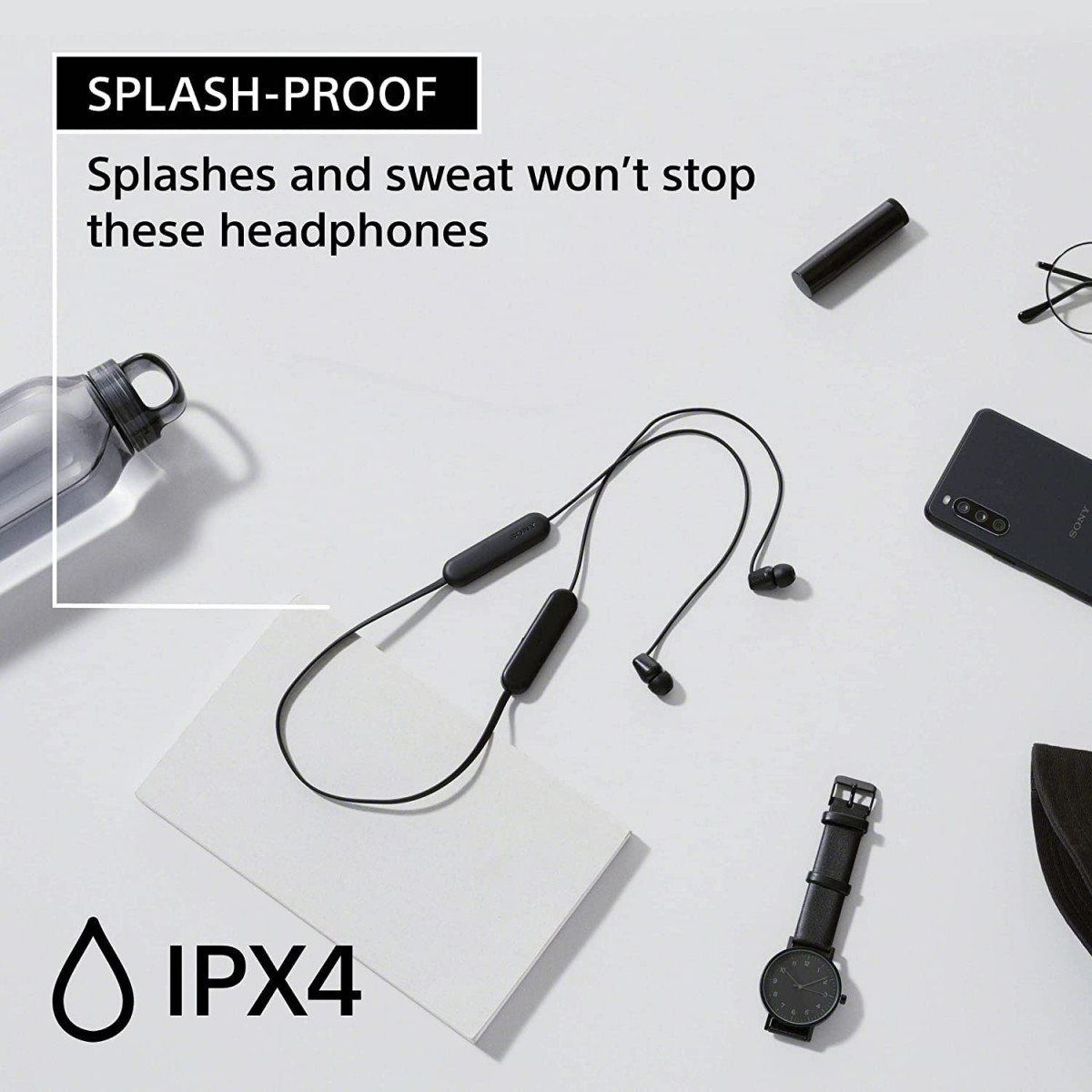 Sony WI-C100 Wireless Headphones with Customizable Equalizer for Deep Bass 25 Hrs Battery DSEE-Upscale Splash Proof 360RA