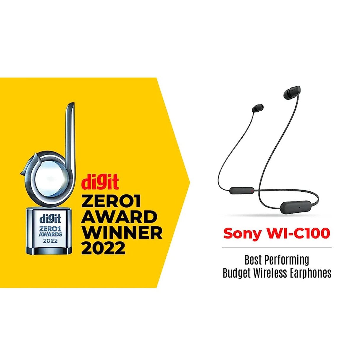 Sony WI-C100 Wireless Headphones with Customizable Equalizer for Deep Bass 25 Hrs Battery DSEE-Upscale Splash Proof 360RA