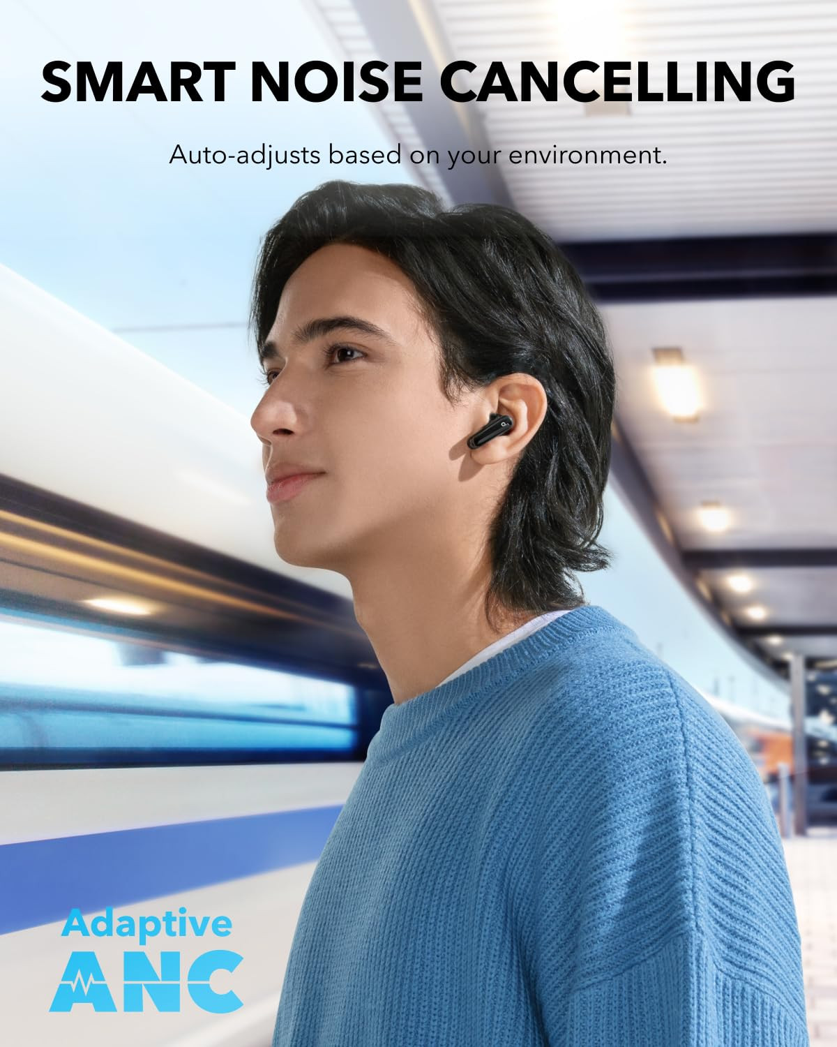 soundcore P40I by AnkerNoise Cancelling Wireless in Ear EarbudsAdaptive Noise Cancelling to EnvironmentsHeavy Bass60H Playtime2-in-1 Case and Phone StandIpx5Wireless ChargingBluetooth 53