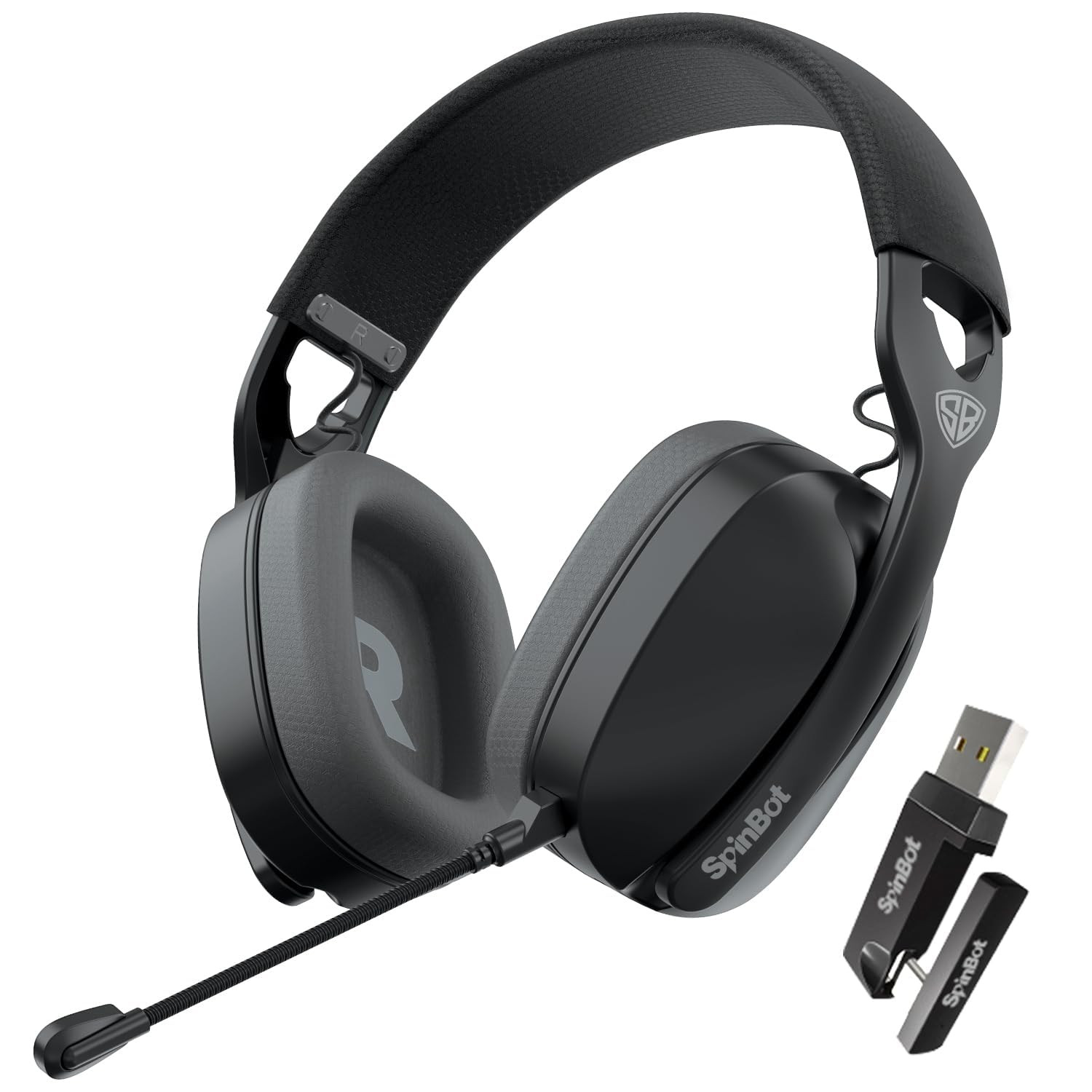 SpinBot Ranger HX500 Tri-Mode Wireless Gaming Headphones Dual 24GHz Bluetooth Wired 28ms Ultra Latency Detachable Boom Mic 25Hrs Play Time Black