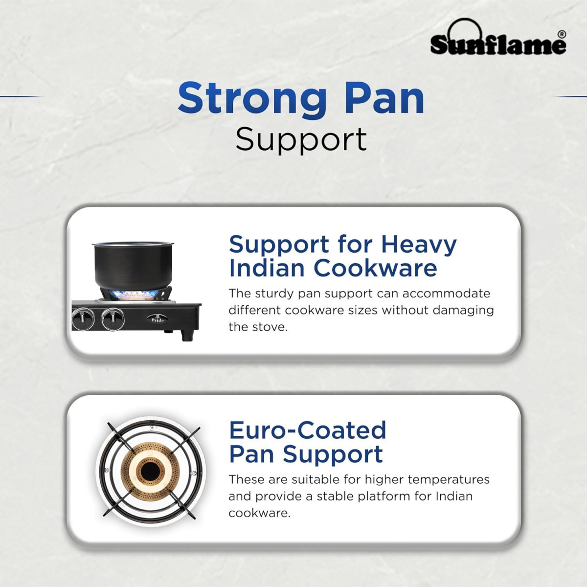 Sunflame Pride 4 Burner Gas Stove 2-Years Product Coverage 2 Medium and 2 Small Brass Burners Ergonomic Knobs Easy to Maintain Toughened Glass Top PAN India Presence Black