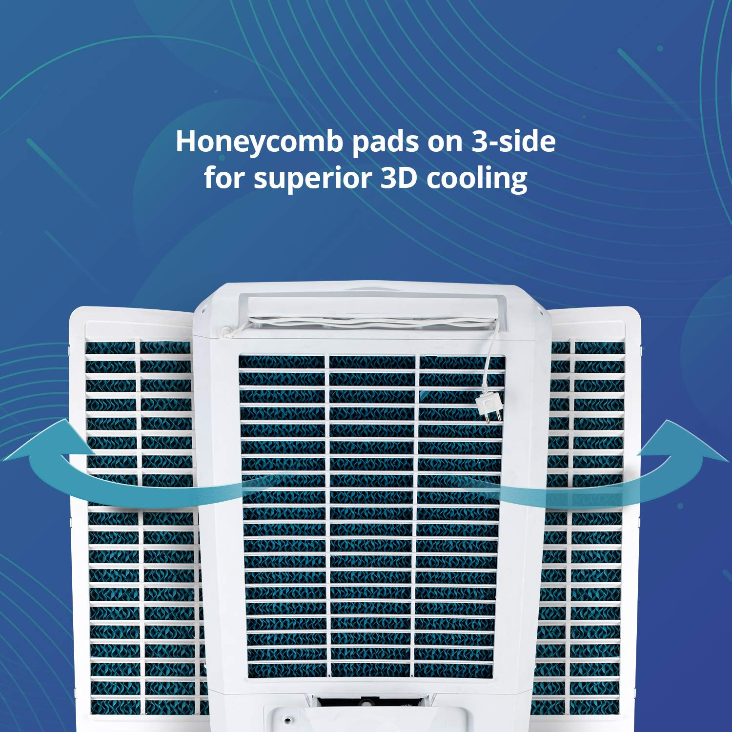 Symphony Storm 70 XL Desert Tower Air Cooler 70-litres with Multistage Air Purification Powerful Fan 3-Side Honeycomb Pads Automatic Vertical Swing Low Power Consumption White