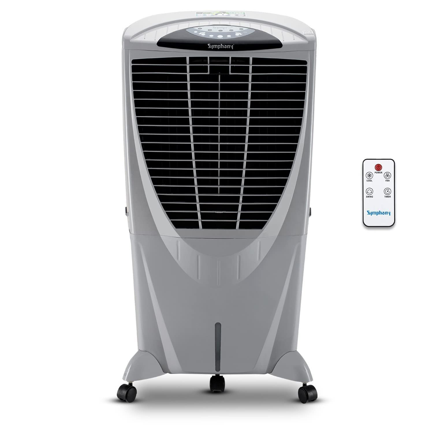 Symphony Winter 80 XL i Powerful Desert Air Cooler 80-litres with Remote Air Fan 4-Side Honeycomb Pads Whisper-Quiet Performance Grey