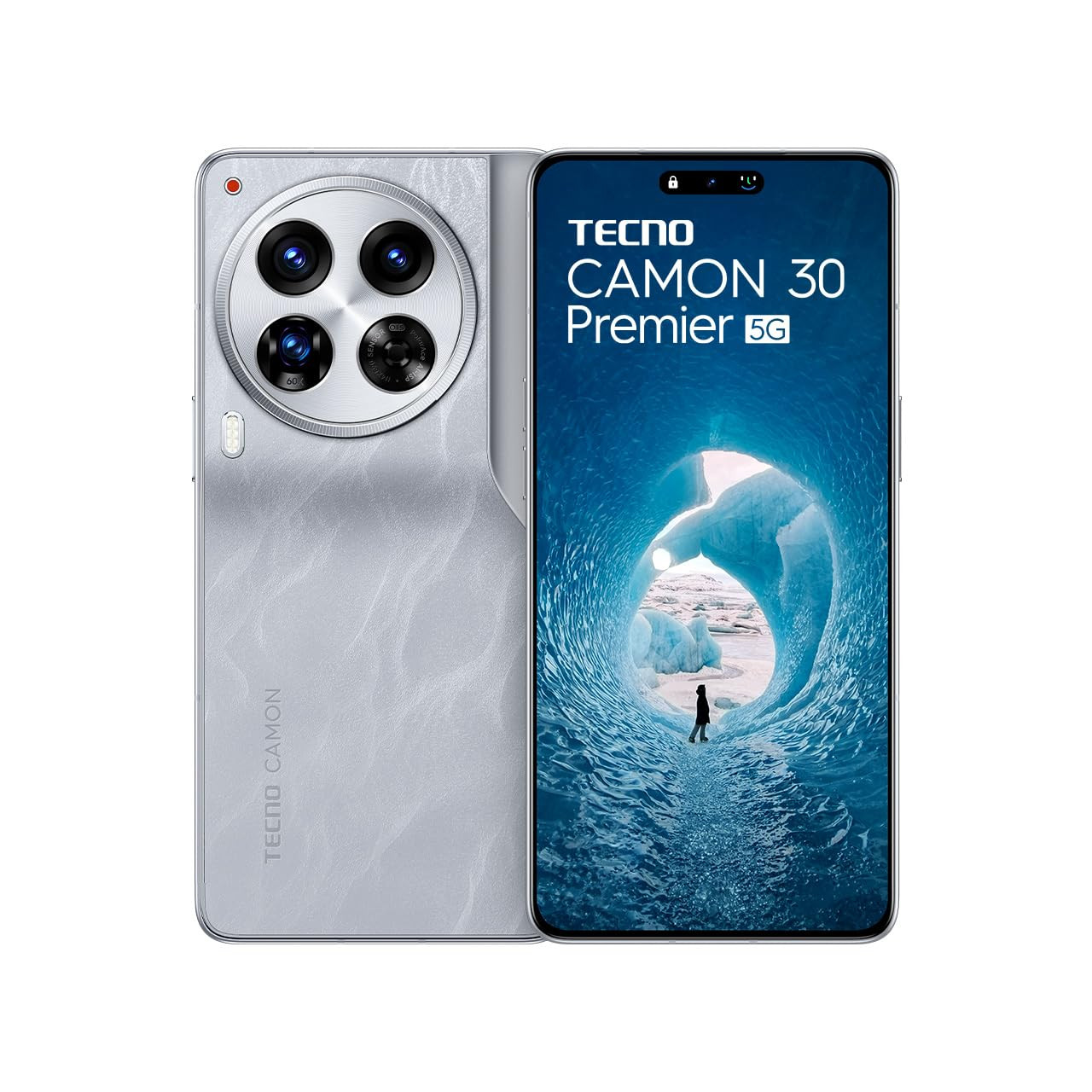 Tecno CAMON 30 Premier 5G Snowy Silver 12GB512GB 50 MP Camera 677 LTPO AMOLED Display MediaTek Dimensity 8200 5000mAh Battary 70W Charger PolarAce Image Processor