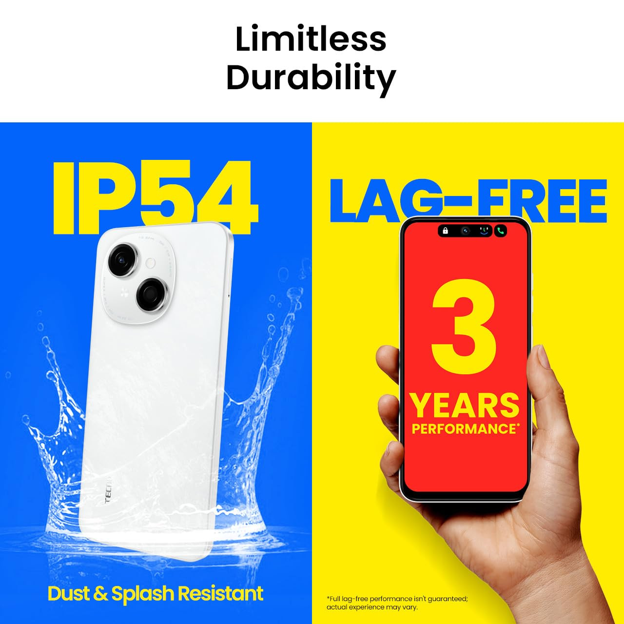 Tecno POP 9 Glittery White 3GB64GB Indias 1st Mediatek G50 IP54 Rated IR Remote Dual Speaker with DTS 36 Month Lag Free Fluency 15W Fast Charging Support 5000 mAh Battery