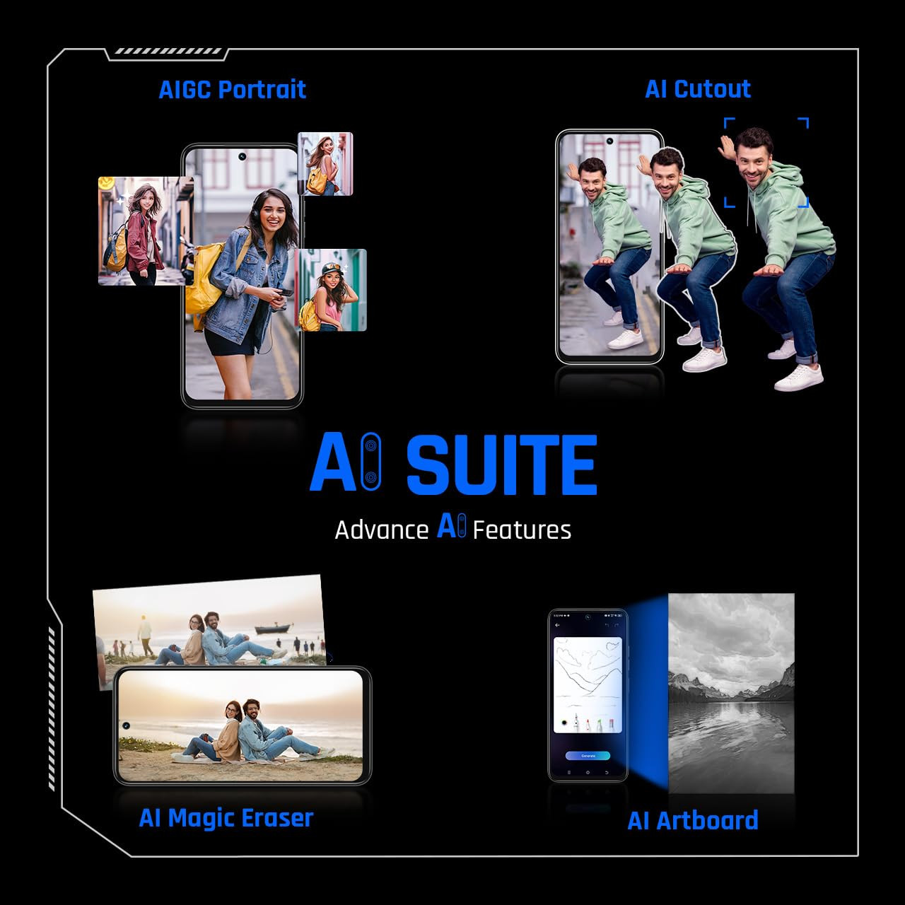 Tecno POVA 6 NEO 5G Azure Sky 6GB128GB Advanced AI Features 108MP Ultra Clear AI Camera D6300 Powerful Processor 5 Year Lag Free Fluency 5000 mAh Battery in Built Infrared and NFC