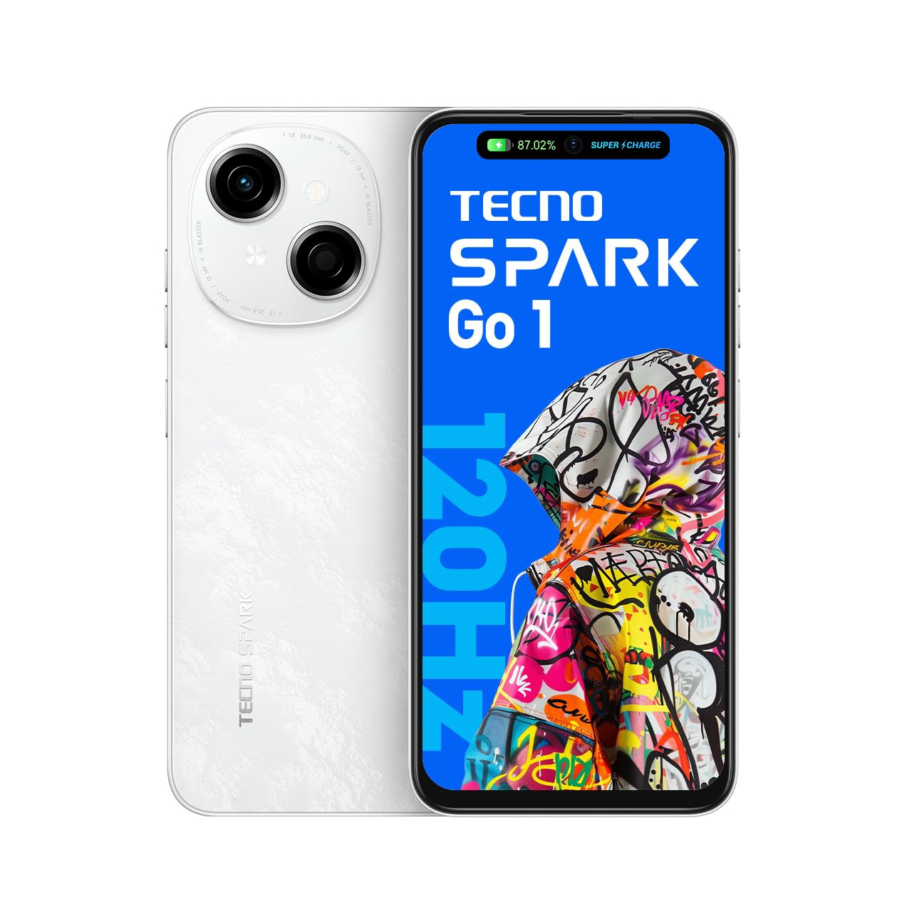 TECNO Spark GO 1 Glittery White 4GB64GB 4 Years Lag Free Fluency 667 120Hz Smooth Display 8GB Bigger RAM in-Built Infrared Remote Dual Speakers with DTS AI Call Noise Reduction