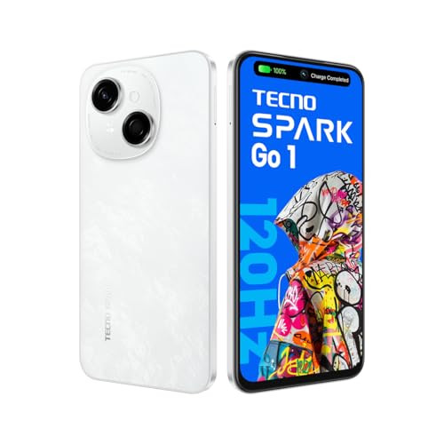 TECNO Spark GO 1 Glittery White 4GB64GB 4 Years Lag Free Fluency 667 120Hz Smooth Display 8GB Bigger RAM in-Built Infrared Remote Dual Speakers with DTS AI Call Noise Reduction