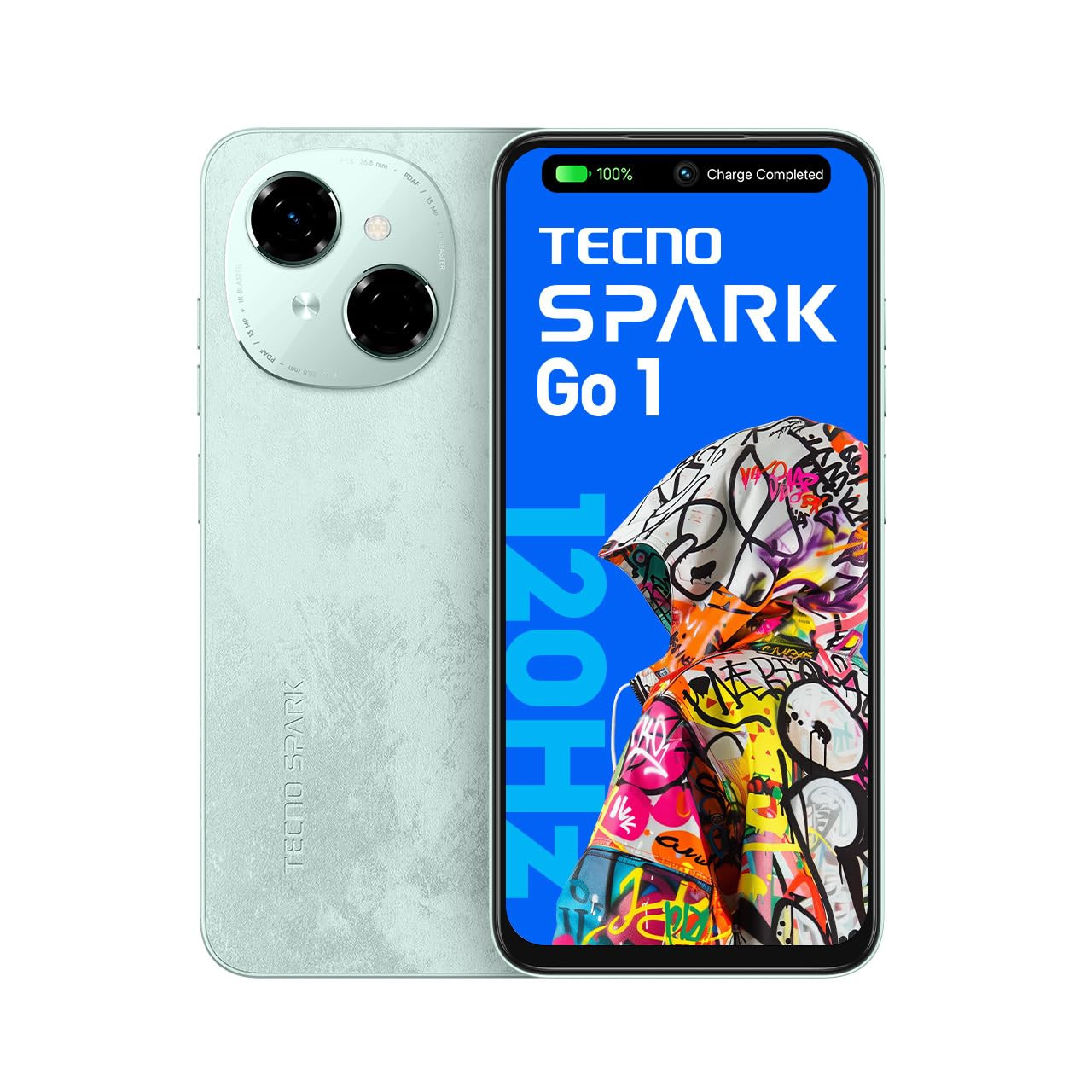 Tecno Spark GO 1 Magic Skin Green 4GB64GB 4 Years Lag Free Fluency 667 120Hz Smooth Display 8GB Bigger RAM in-Built Infrared Remote Dual Speakers with DTS AI Call Noise Reduction