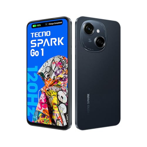 TECNO Spark GO 1 Startrail Black 4GB64GB 4 Years Lag Free Fluency 667 120Hz Smooth Display 8GB Bigger RAM in-Built Infrared Remote Dual Speakers with DTS AI Call Noise Reduction