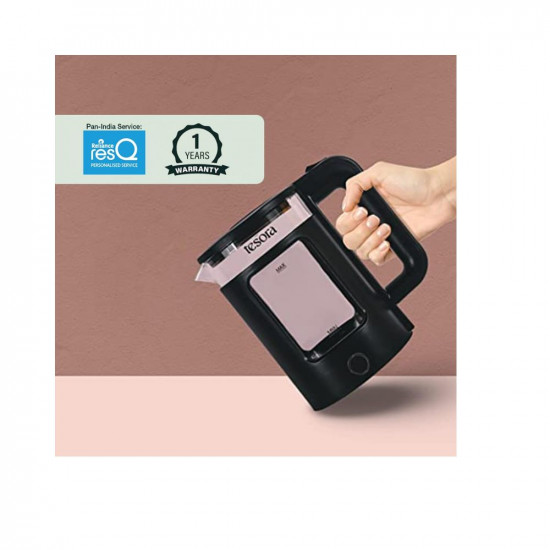 Tesora - Inspired by you Electric Glass KettleBorosilicate Glass Body With Cool Touch Pp Sleeve15 Liters Capacity1350 WattsOverheatingBoil Dry Protection1 Year WarrantyBlack