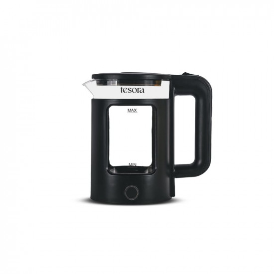 Tesora - Inspired by you Electric Glass KettleBorosilicate Glass Body With Cool Touch Pp Sleeve15 Liters Capacity1350 WattsOverheatingBoil Dry Protection1 Year WarrantyBlack