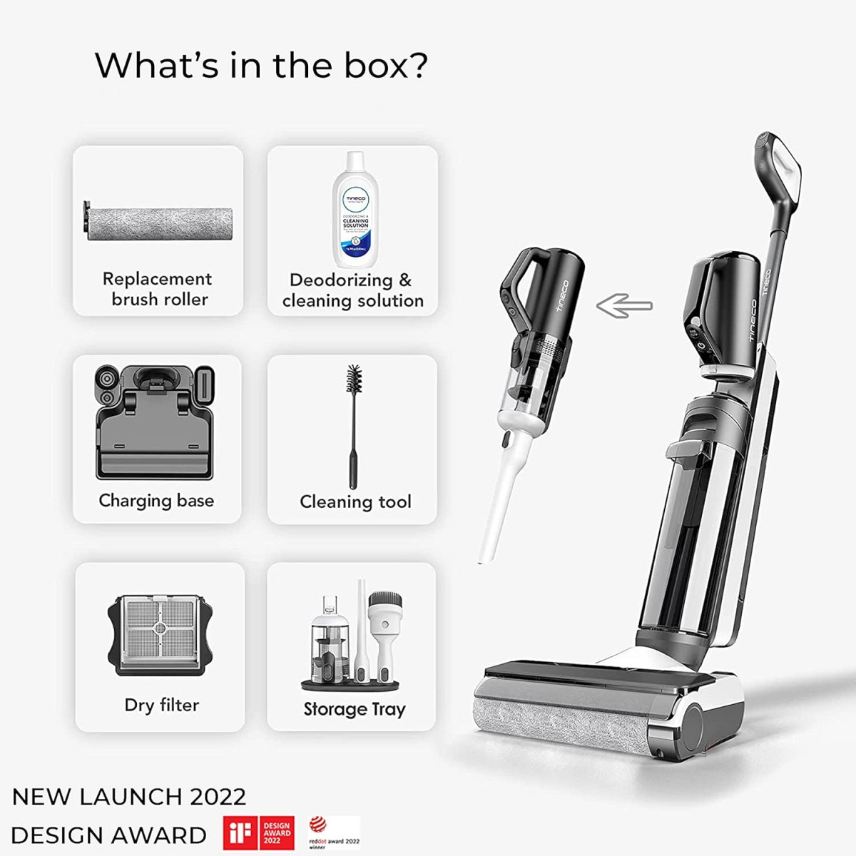 Tineco S5 Combo Cordless Vacuum Cleaner Wet  Dry Automatic Floor Washer  Handheld Cordless Vacuum for all Corners of Home With LCD Display Smart App  Voice Control