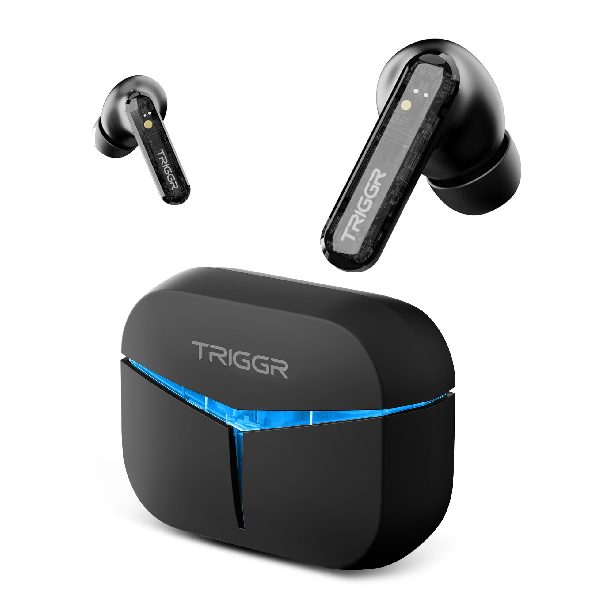 TRIGGR Kraken X3 Gaming Earbuds TWS Low Latency ENC Quad 4 Mics with Bluetooth v53 Rapid Pairing 40 Hrs Playtime IPX4 Water Resistance Wireless in-Ear RGB Earpods Black