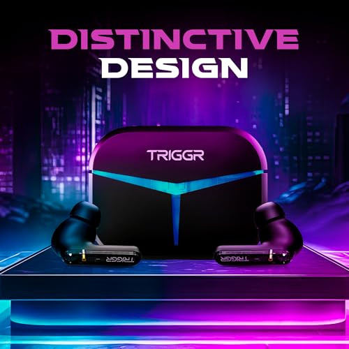 TRIGGR Kraken X3 Gaming Earbuds TWS Low Latency ENC Quad 4 Mics with Bluetooth v53 Rapid Pairing 40 Hrs Playtime IPX4 Water Resistance Wireless in-Ear RGB Earpods Black