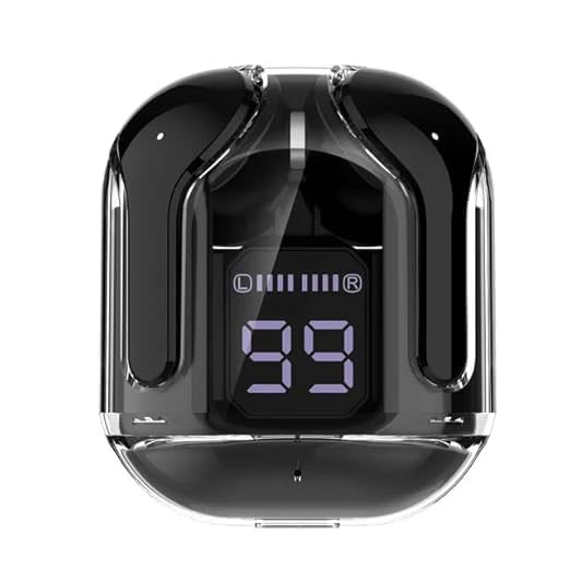 True Wireless Stereo WirelessT6 Earbuds Ultrapods max TWS Bluetooth Earphones with Charging Case and LED Digital Display Microphone Works with iPhone Android and Bluetooth Devices Black