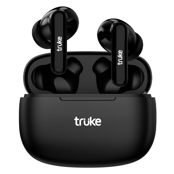Image of truke Air Buds Lite True Wireless in Ear Earbuds with 10H Single Charge Playtime, Gaming Mode, ENC, AAC Codec, Bluetooth 5.1, IPX4 (Black)