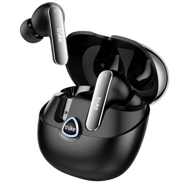 Image of truke Buds F1 Ultra True Wireless in Ear Earbuds Spatial Audio Experience, 60H Playtime Ear Buds, Quad Mics Crystal-Clear Calls, Fast Charging, Bluetooth 5.3, Noise Cancellation, Gaming Mode (Black)