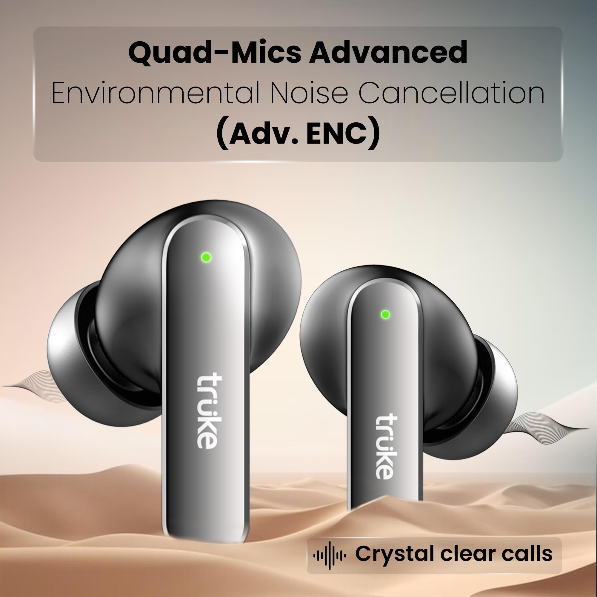 truke Buds F1 Ultra True Wireless in Ear Earbuds Spatial Audio Experience 60H Playtime Ear Buds Quad Mics Crystal-Clear Calls Fast Charging Bluetooth 53 Noise Cancellation Gaming Mode Black