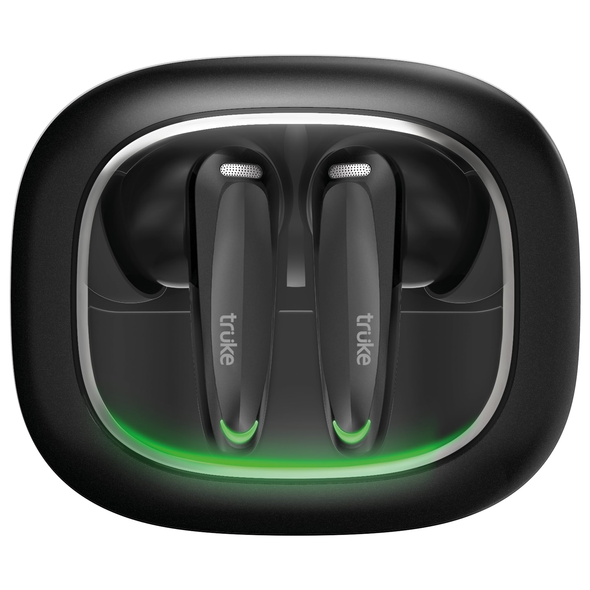 truke New Launch BTG Crystal True Wireless in Ear Buds with Dual Pairing Spatial Audio Earbuds 40ms Low Latency 68H Playtime Fast Charge HiFi DSP Sound 4Mics ENC 13mm Driver Bluetooth 54-Black