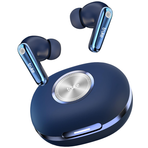 Image of truke New Launch Mega 10 True Wireless in Ear Earbuds W/ 24-Bit Lossless Spatial Audio, 70H Battery Fast Charge Buds, Dual Pairing, 13mm Drivers TWS, Low Latency(40ms), Matte Finish, ENC (Royal Blue)