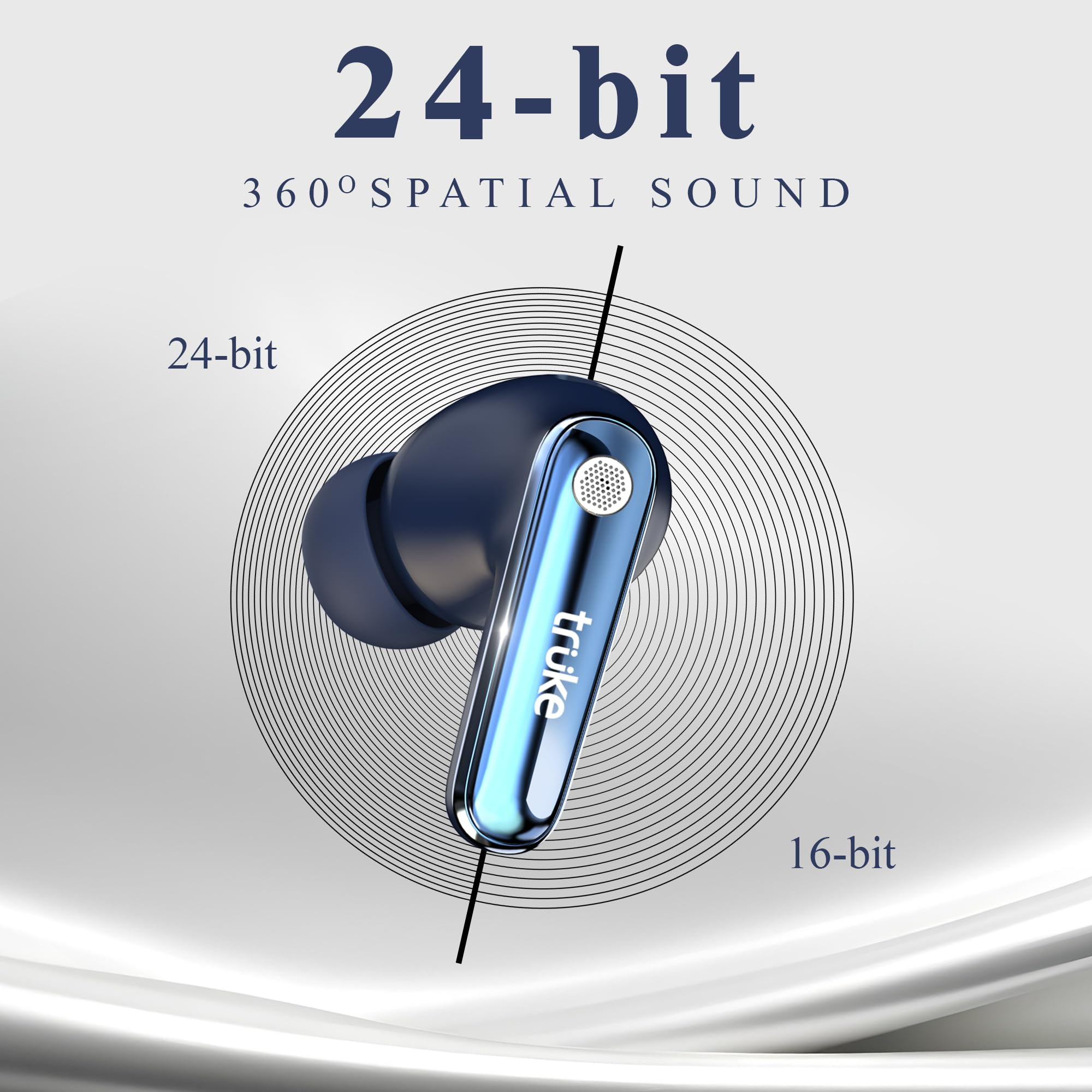 truke New Launch Mega 10 True Wireless in Ear Earbuds W 24-Bit Lossless Spatial Audio 70H Battery Fast Charge Buds Dual Pairing 13mm Drivers TWS Low Latency40ms Matte Finish ENC Royal Blue