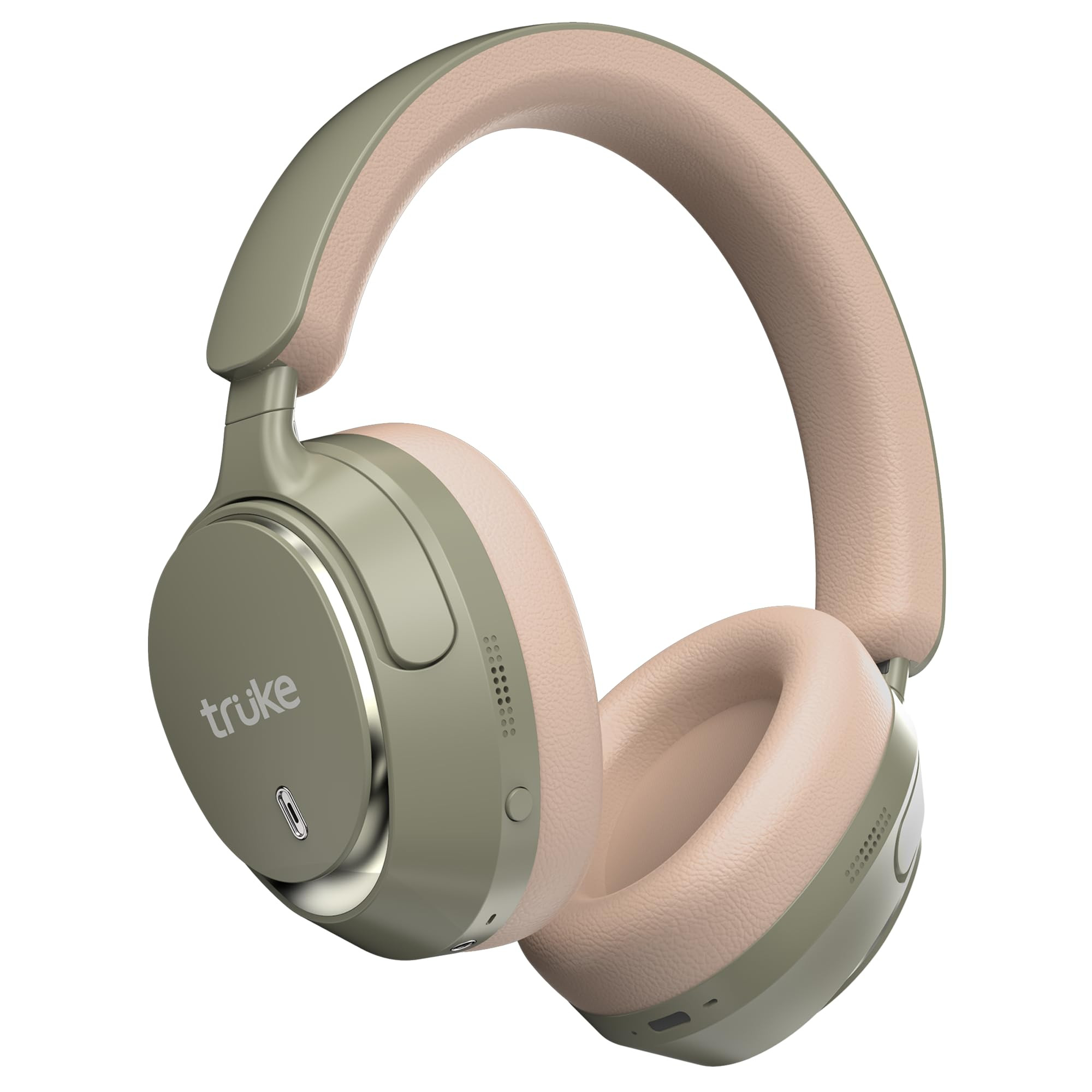 truke Newly Launch Aura Bass Over The Ear Headphone with 50H of Playtime 40mm Titanium Drivers Dual Pairing Headset 40ms Ultra Low Latency ENC Premium Design Comfort Green