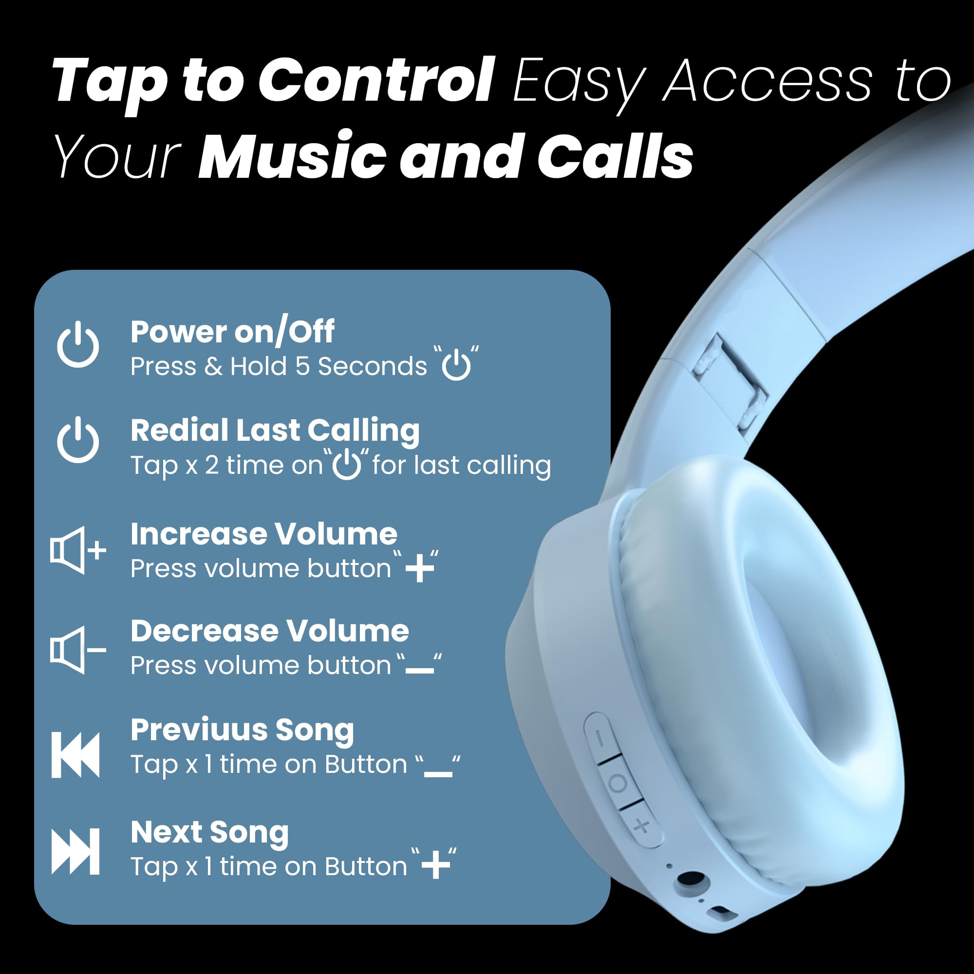 truke Newly Launched BTG 500 Over The Ear Gaming Headphone with 40mm Drivers 10H of Playtime Dual Pairing Gaming Mode 50ms Latency with RGB LEDs TF Card with Volume Control BT 54 Sky Blue