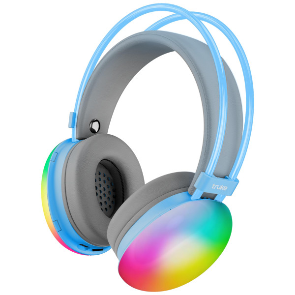 Image of truke Newly Launched BTG Thunder Over The Ear Gaming Headphone with 70H of Playtime, 40mm Titanium Drivers, Dual Pairing Headset, Gaming Mode (40ms Latency) with RGB LEDs, Detachable Mic, BT 5.4-Blue