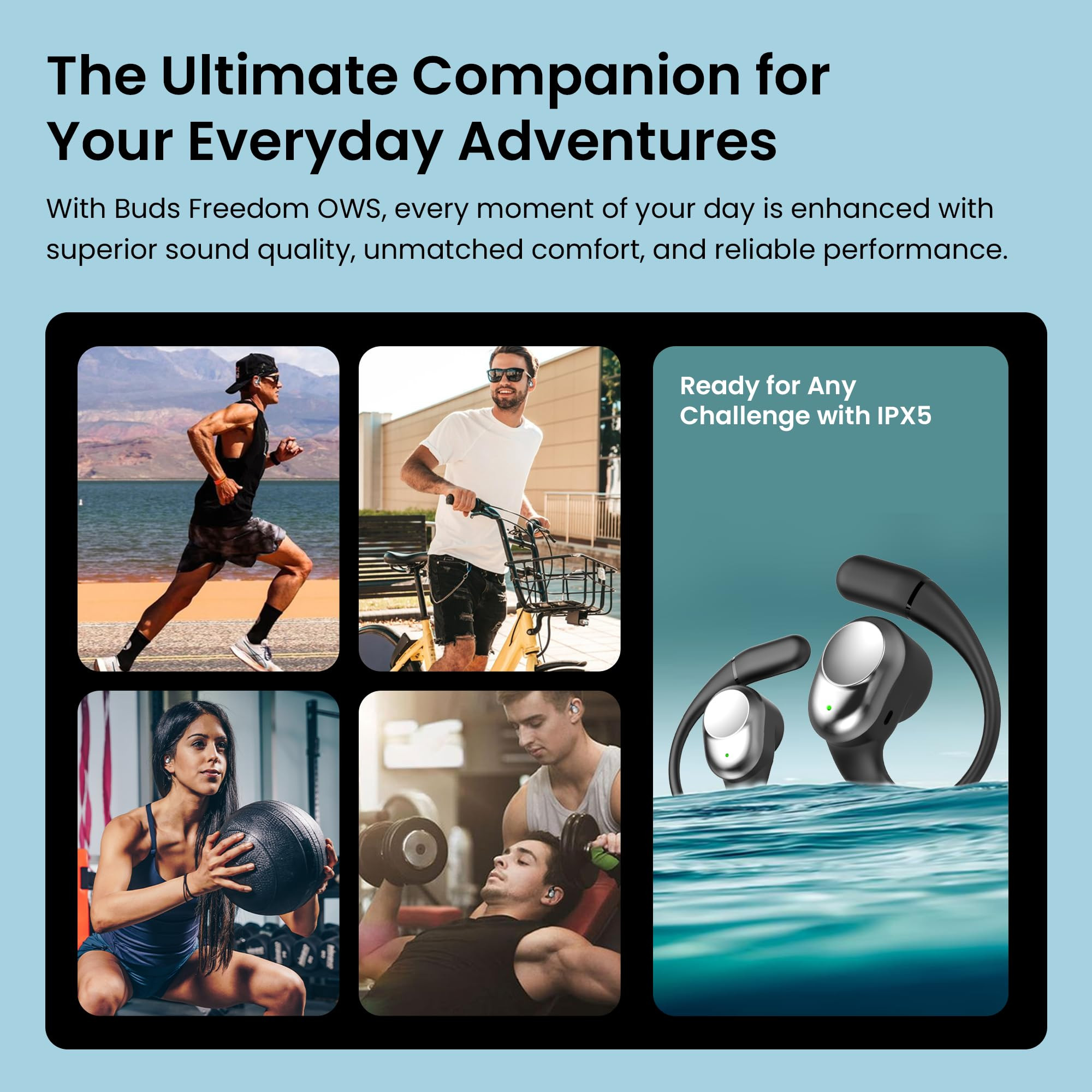 truke Newly Launched Buds Freedom Open Ear Wireless Earbuds with PureVoice Technology 16mm Beryllium Speaker 60H Playtime Quad Mic for Crystal-Clear Calls Fast Charging BT 54 Sunset Black