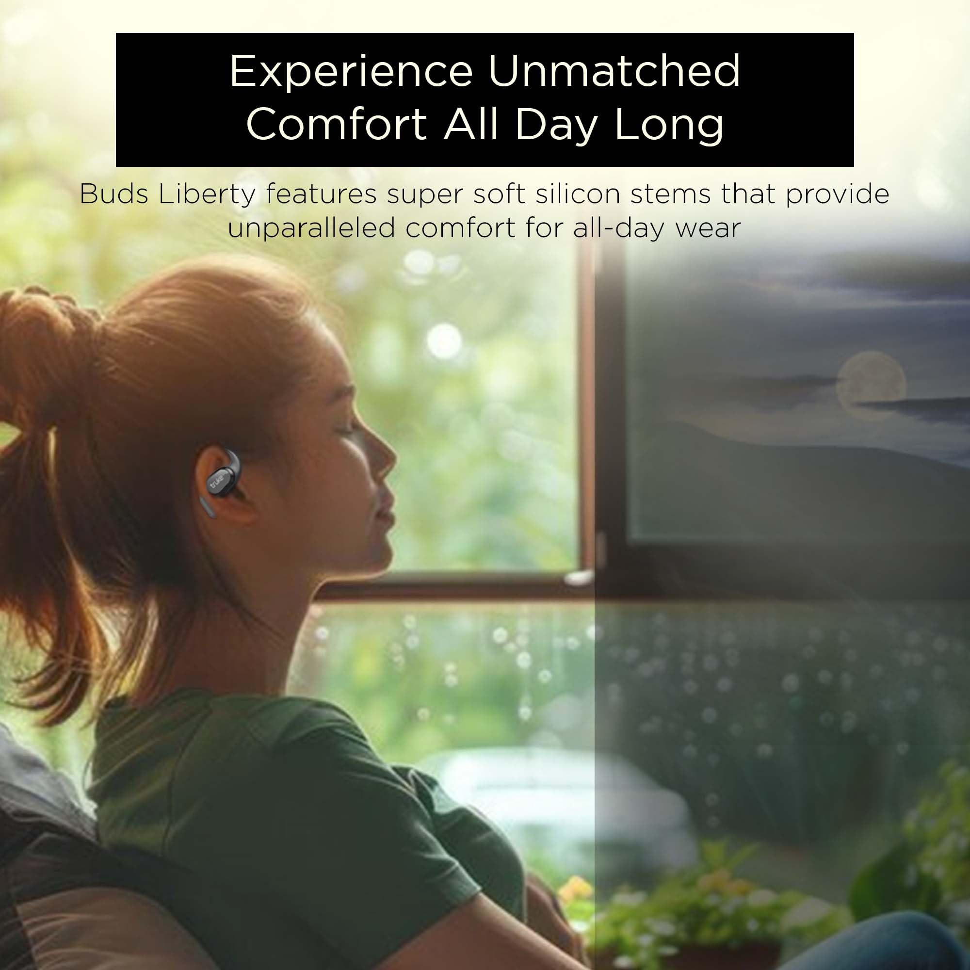 truke Newly Launched Buds Liberty Open Ear Wireless Earbuds with 360Spatial Audio Experience 16mm Beryllium Speaker 60H Playtime Quad Mic for Crystal-Clear Calls Fast Charging BT54