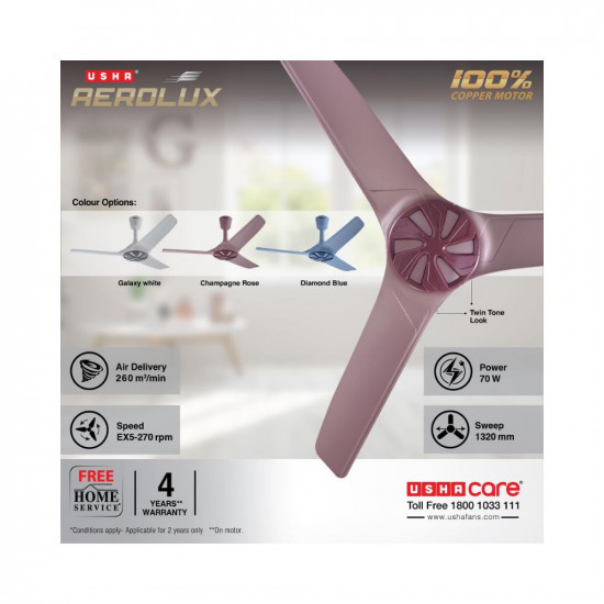 USHA Aerolux EX5 1320 mm Premium Design Silent Ceiling Fan