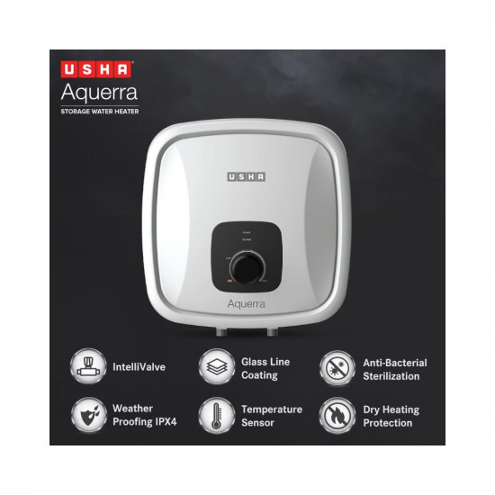 Usha Aquerra 10 Litre 5 Star Storage Water Heater White Wall Mounting