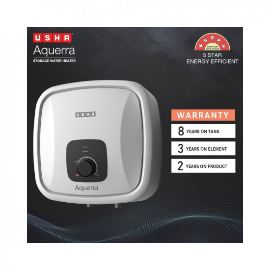 Usha Aquerra 25 Litre 5 Star Storage Water Heater White Wall Mounting