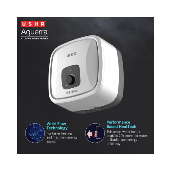 Usha Aquerra 25 Litre 5 Star Storage Water Heater White Wall Mounting