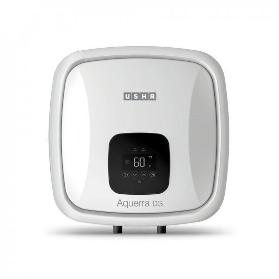Usha Aquerra Dg 15 Litre 5 Star Digital Storage Water Heater With Remote White Wall Mounting