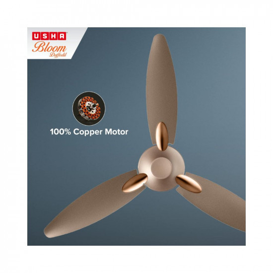 Usha Bloom Daffodil Goodbye Dust Ceiling Fan 1250mm Sparkle Golden and Brown