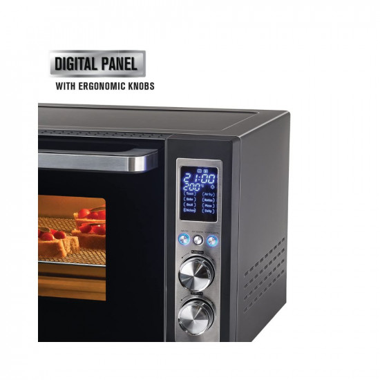 Usha CALYPSO Digital Air Fryer Oven Toaster Grill OTG 30 Litre capacity All in one- Air Fry Bake Dehydrate Toast Broil Digital Display 8 Cooking Options 8 accessories 2 Yrs Warranty Black