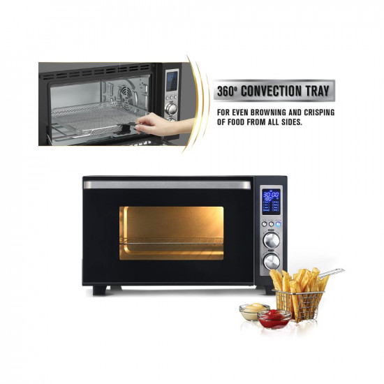 Usha CALYPSO Digital Air Fryer Oven Toaster Grill OTG 30 Litre capacity All in one- Air Fry Bake Dehydrate Toast Broil Digital Display 8 Cooking Options 8 accessories 2 Yrs Warranty Black