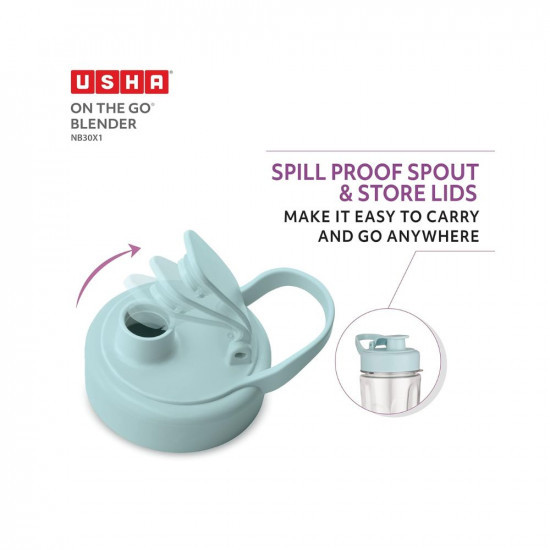 USHA On The Go Blender NB30X1 Nutri Blend 350 W 100 Copper Motor For Longer Life 2 Jars 600 Ml 330 Ml With Easy To Carry Bottles Spill Proof Spout Store Lids 2 Years Warranty Green