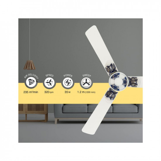 USHA Onio Kappa Beta 1200MM BLDC 5 Star Energy Efflicient Dust Oil Resistant Ceiling Fan