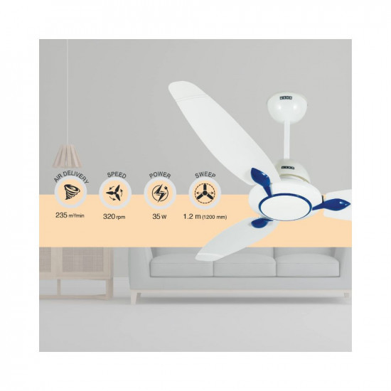 USHA Onio Rho Beta 1200MM BLDC 5 Star Energy Efflicient Dust Oil Resistant Ceiling Fan