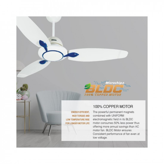USHA Onio Rho Beta 1200MM BLDC 5 Star Energy Efflicient Dust Oil Resistant Ceiling Fan