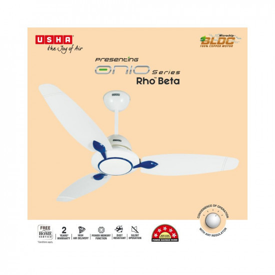 USHA Onio Rho Beta 1200MM BLDC 5 Star Energy Efflicient Dust Oil Resistant Ceiling Fan