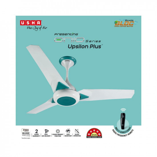USHA Onio UpsilonPlus 1200MM BLDC 5 Star Energy Efflicient Dust Oil Resistant Ceiling Fan with Remote